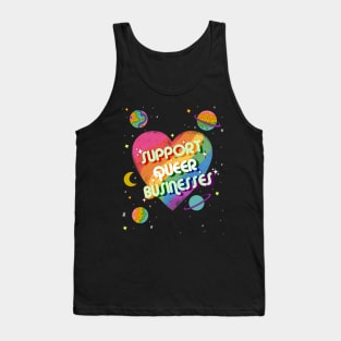 Support queer businesses vintage distressed design with planets Tank Top